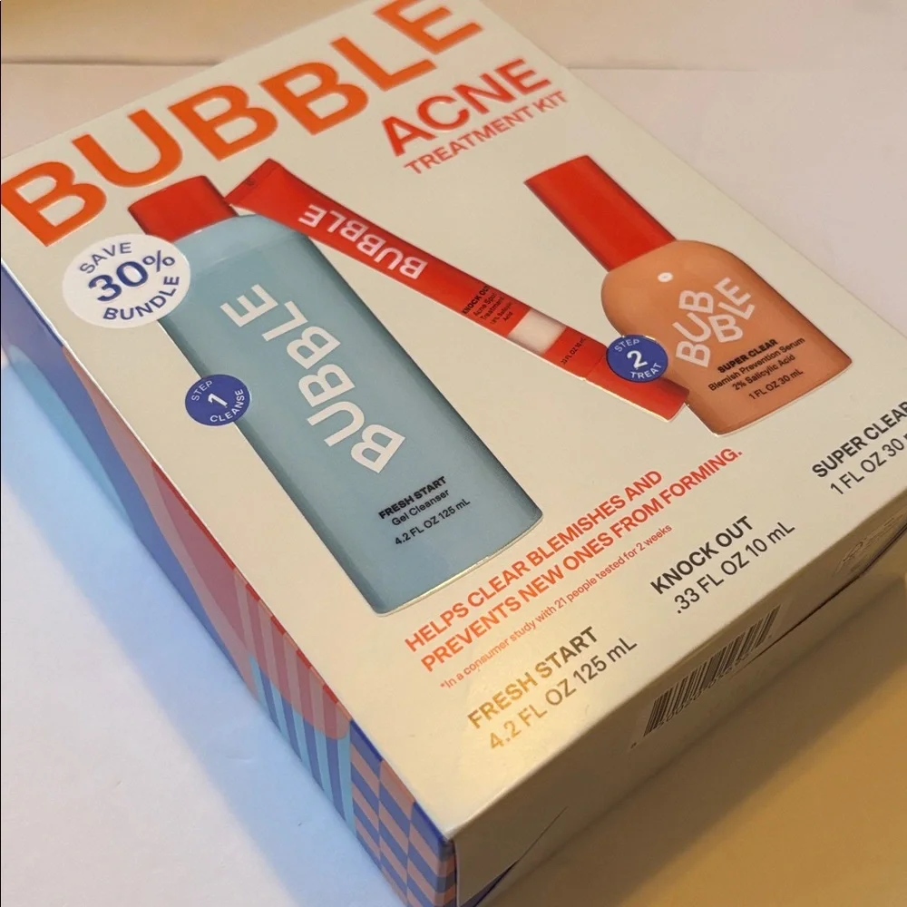 Bubble |Acne Treatment Kit Help Clear Blemishes Prevent New Ones 3 System Box 1